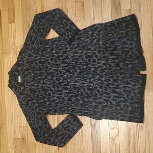 A Ida Leopard Print Long Cardigan Wool Blend